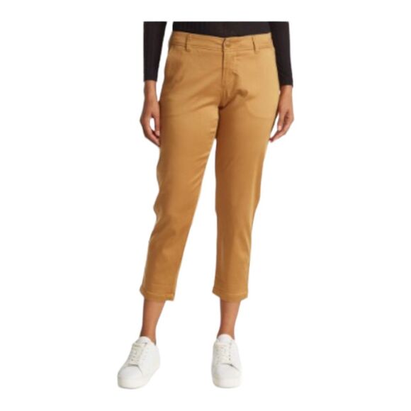 Liverpool BF Buddy Cropped Straight Leg Pant Mustard Seed Knit Trouser 4 - Picture 1 of 8